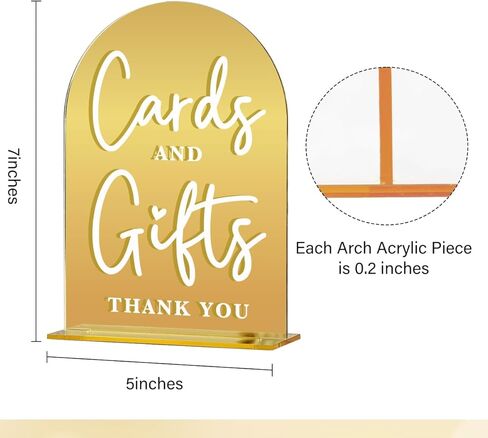Acrylic Wedding Sign, Bridal Shower Decorations, Cards and Gifts Sign for Ceremony, Modern Font Table Signs, Gold Mirror Arched Acrylic Tabletop Signs for Wedding Reception and Event Party in Saudi Arabia