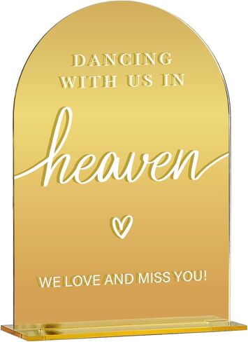 Acrylic Wedding Sign, Bridal Shower Decorations, Cards and Gifts Sign for Ceremony, Modern Font Table Signs, Gold Mirror Arched Acrylic Tabletop Signs for Wedding Reception and Event Party in Saudi Arabia