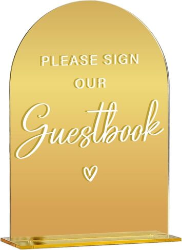 Acrylic Wedding Sign, Bridal Shower Decorations, Cards and Gifts Sign for Ceremony, Modern Font Table Signs, Gold Mirror Arched Acrylic Tabletop Signs for Wedding Reception and Event Party in Saudi Arabia
