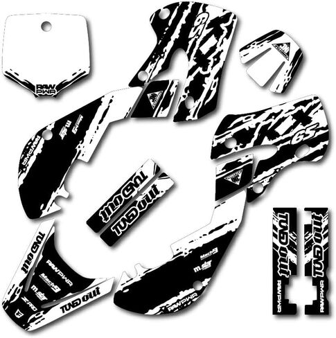 رسومات السباق باللون الأسود والأبيض تناسب ملصق مجموعة الرسومات Kawasaki Kx 65 00-19 Kx65 MX in Kuwait