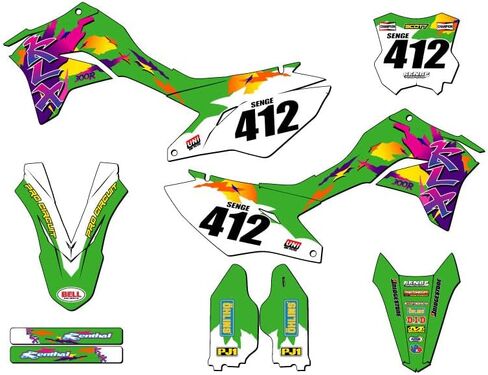 2020-2025 KLX 300 R THROWBACK Green Senge Graphics Complete Kit With Rider I.D. Compatible with Kawasaki in Kuwait