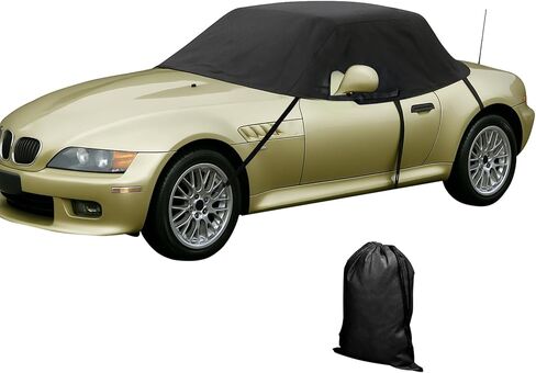 Half car Covers Compatible with BMW 1995-2001 Z3 Soft Top Roof, 420D Oxford Waterproof Automotive Windshield Covers for All-Weather Auto Sun Protection, with Straps and Storage Bag, Black in Saudi Arabia