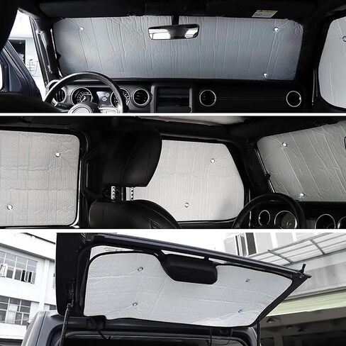 8-Pack for Jeep JL Windshield Sunshade Front & Side & Rear Window Sun Shade Sunscreen Heat Insulation Sun Visor Sun Reflector Fits 2018-2024 Wrangler JLU 4-Door Privacy in Kuwait