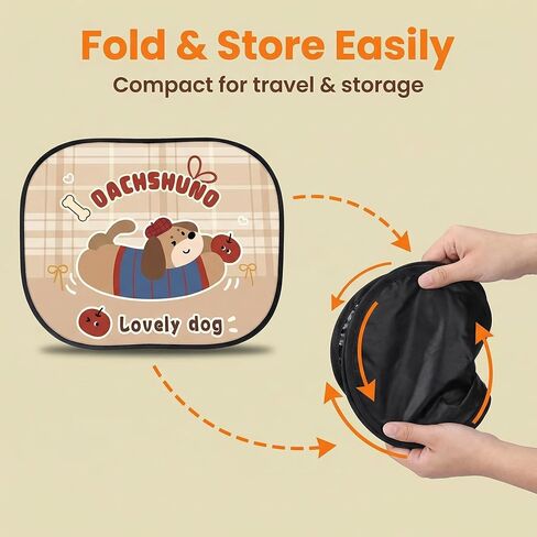 2PCS Car Window Sun Shade for Baby Static Cling Foldable Kids Sunshade with Cute Animal Pattern UV Protection Rear Side Window Cover Spray-On Adhesion in Kuwait