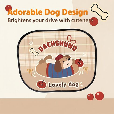 2PCS Car Window Sun Shade for Baby Static Cling Foldable Kids Sunshade with Cute Animal Pattern UV Protection Rear Side Window Cover Spray-On Adhesion in Kuwait