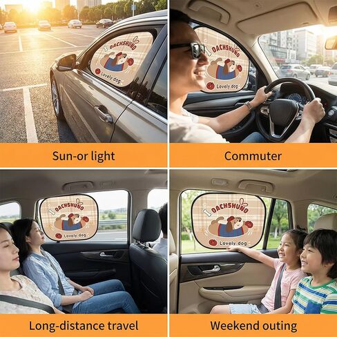 2PCS Car Window Sun Shade for Baby Static Cling Foldable Kids Sunshade with Cute Animal Pattern UV Protection Rear Side Window Cover Spray-On Adhesion in Saudi Arabia