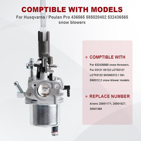 20001171 Carburetor for Ariens L15D LCT 254cc 291cc 921023 921024 921030 921045 921046 921317 921319 921322 921323 Snowblower Carb in Kuwait
