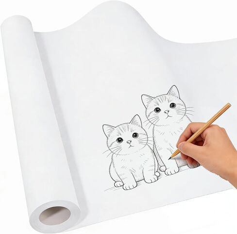 White Drawing Paper Roll 12"×1181" Large Art Easel Paper Roll for Crafts, White Wrapping Paper, Kraft Bulletin Board Poster Banner Paper in Kuwait