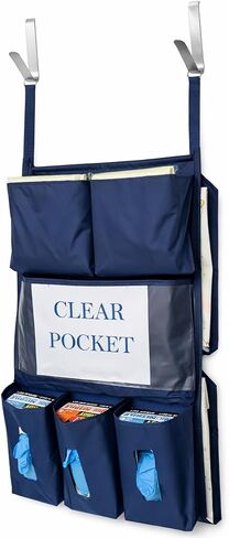 إنه Sew EZ PPE Door Door Caddy - 8 جيوب - أصفر NFPA -701 NYLON NYLON OXFORD مع خطافين من الفولاذ المقاوم للصدأ in Kuwait