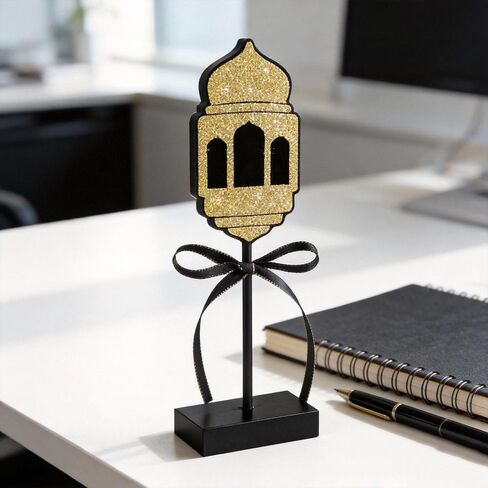 3-Piece Wooden Ramadan Decoration Set, 9.5/10.3/11 Inches Eid Table Centerpieces with Festive Ribbon for Home and Ramadan Mubarak Decor in Kuwait