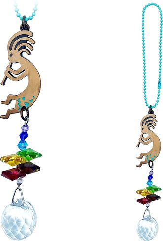 البرونزية Kokopelli سيارة سحر الفيروز سلسلة حبة شقرا خرز كريستالي سيارة معلقة حلية لحسن الحظ والحماية in Saudi Arabia