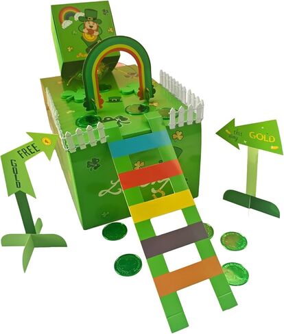 Jji St Patrick's Day Leprechaun Trap Kit St. Patricks Degutions Leprechaun Trap Kit for Kids St Patricks Day Party Supplies (Auto Cage Trap) in Saudi Arabia