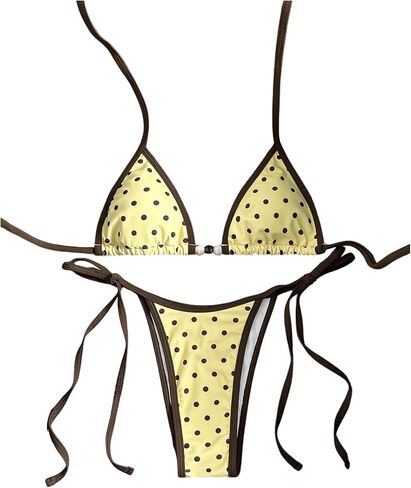 Women's 2 Piece Y2K Gingham Print Bow Front Bikini Halter Tie Bikini Set Triangle Set Beachwear Swimsuit Bathing Suit in Kuwait