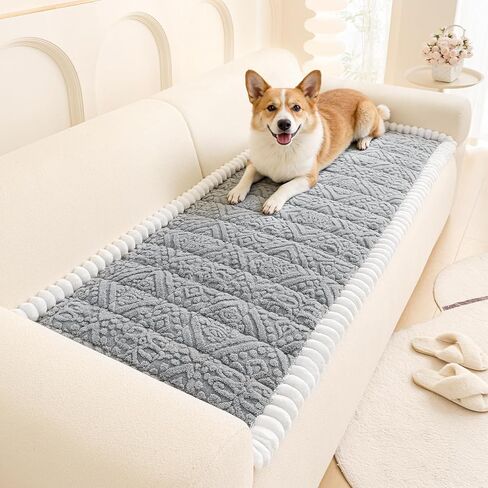 Vaukki Pet Couch Covers for Dogs, Washable Soft Dog Sofa Cover Protector, Non Slip Sofa Slipcover for 3 Cushion Couch, Fuzzy Sofa Pad Pet Friendly Dog Bed Mat for Couches (27.6''x82.7'', Coffee) in Saudi Arabia