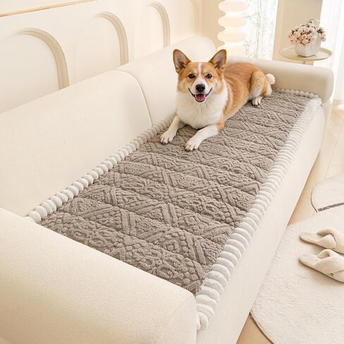 Vaukki Pet Couch Covers for Dogs, Washable Soft Dog Sofa Cover Protector, Non Slip Sofa Slipcover for 3 Cushion Couch, Fuzzy Sofa Pad Pet Friendly Dog Bed Mat for Couches (27.6''x82.7'', Coffee) in Saudi Arabia