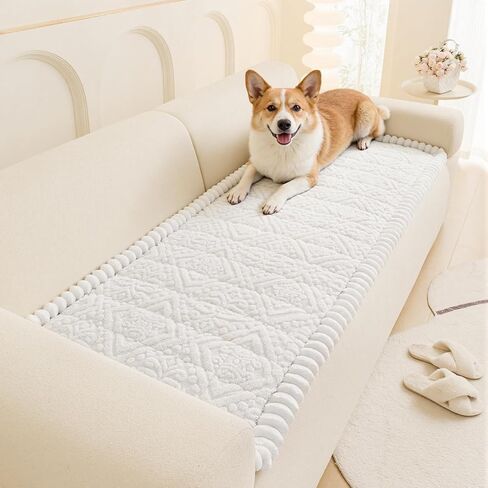 Vaukki Pet Couch Covers for Dogs, Washable Soft Dog Sofa Cover Protector, Non Slip Sofa Slipcover for 3 Cushion Couch, Fuzzy Sofa Pad Pet Friendly Dog Bed Mat for Couches (27.6''x82.7'', Coffee) in Saudi Arabia