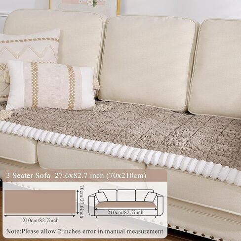 Vaukki Pet Couch Covers for Dogs, Washable Soft Dog Sofa Cover Protector, Non Slip Sofa Slipcover for 3 Cushion Couch, Fuzzy Sofa Pad Pet Friendly Dog Bed Mat for Couches (27.6''x82.7'', Coffee) in Saudi Arabia