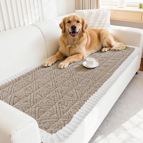 Vaukki Pet Couch Covers for Dogs, Washable Soft Dog Sofa Cover Protector, Non Slip Sofa Slipcover for 3 Cushion Couch, Fuzzy Sofa Pad Pet Friendly Dog Bed Mat for Couches (27.6''x82.7'', Coffee) in Saudi Arabia