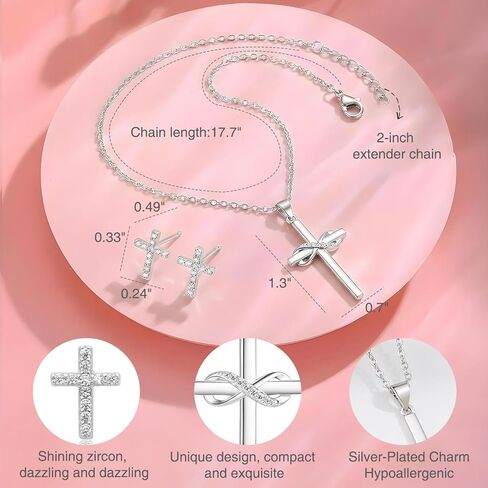 First Communion Gifts for Girls Catholic Jewelry Set First Holy Communion Girls Gifts with Cross Necklace Bracelets Earrings card for Ceremony Keepsake and Daily Faith Reminder in Kuwait