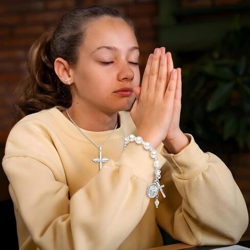 First Communion Gifts for Girls Catholic Jewelry Set First Holy Communion Girls Gifts with Cross Necklace Bracelets Earrings card for Ceremony Keepsake and Daily Faith Reminder in Kuwait