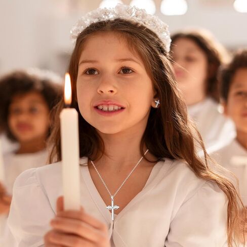 First Communion Gifts for Girls Catholic Jewelry Set First Holy Communion Girls Gifts with Cross Necklace Bracelets Earrings card for Ceremony Keepsake and Daily Faith Reminder in Kuwait