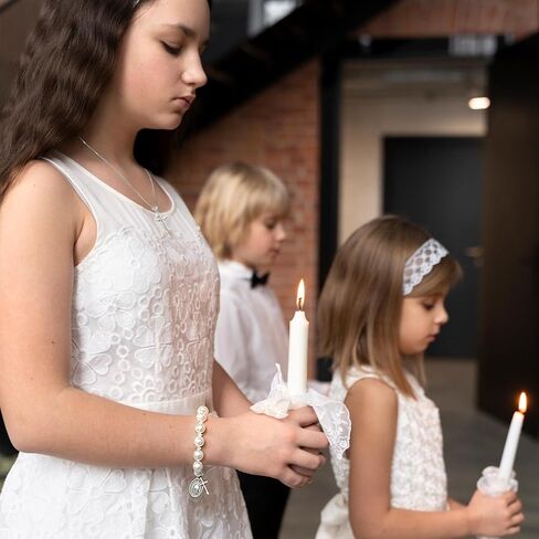 First Communion Gifts for Girls Catholic Jewelry Set First Holy Communion Girls Gifts with Cross Necklace Bracelets Earrings card for Ceremony Keepsake and Daily Faith Reminder in Kuwait