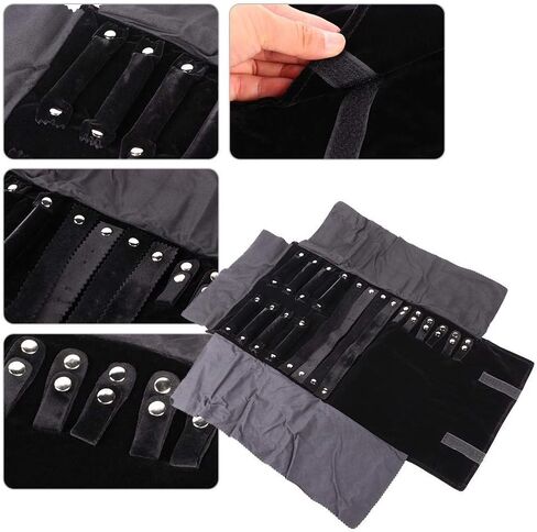 Jewelry Roll, Black, Portable, 2 Drawers, 1 Compartment, Rectangular, Minimalist, Wedding, Anniversary, Rings, Earrings, Travel in Saudi Arabia