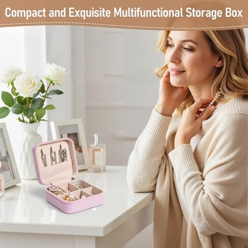 12 PCS Mini Travel Jewelry Case, Travel Jewelry Boxes Bulk Portable Bridesmaid Proposal Boxes Exquisite for Stud Earrings, Earrings, Rings, Necklaces, Bracelets, Brooches-Pink in Kuwait
