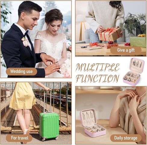 12 PCS Mini Travel Jewelry Case, Travel Jewelry Boxes Bulk Portable Bridesmaid Proposal Boxes Exquisite for Stud Earrings, Earrings, Rings, Necklaces, Bracelets, Brooches-Pink in Kuwait