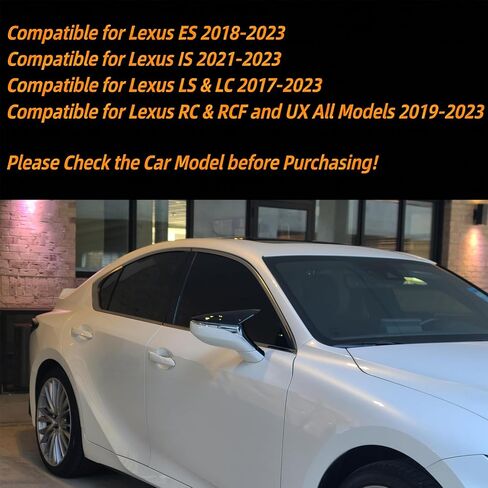 Rear View Side Mirror Covers Compatible with Lexus ES IS LS LC RC RCF UX 2017-2023, 2PCS Door Side Mirror Cover Cap (Glossy Black) in Kuwait