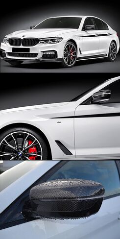 Pair of Real Carbon Fiber Side View Mirror Cover Caps Compatible for 2016-2019 BMW G11 G12 7 Series 740i 750i in Kuwait