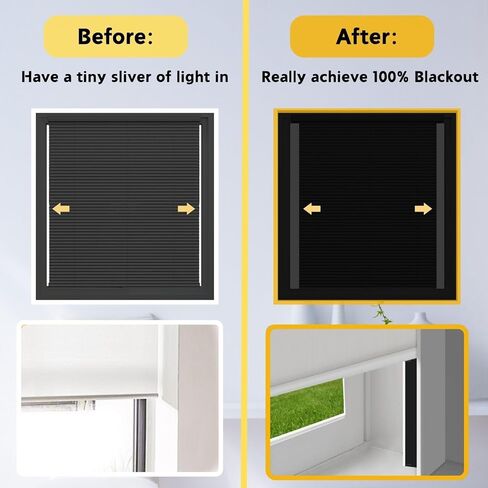 Blackout PVC Magnetic Light Blocking Strips for Window Shades and Blinds - Blocks Light Along The Sides of Blackout Blinds,Cordless,Light Blocking Strips for Bedroom (White, 58",2Pcs，Removable) in Kuwait