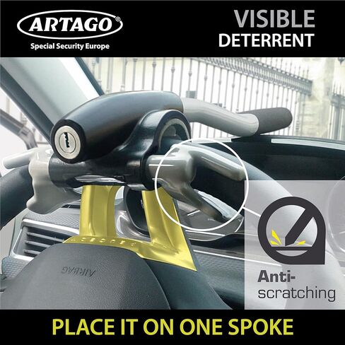 Artago 869 High-End Steering Wheel Lock, Extra Security Around The Spoke, Press & Click Locking More Practical, Universal Anti Theft Bar Locking Device for Vehicle, Car, Truck, Van, Autovan, Camper in Kuwait