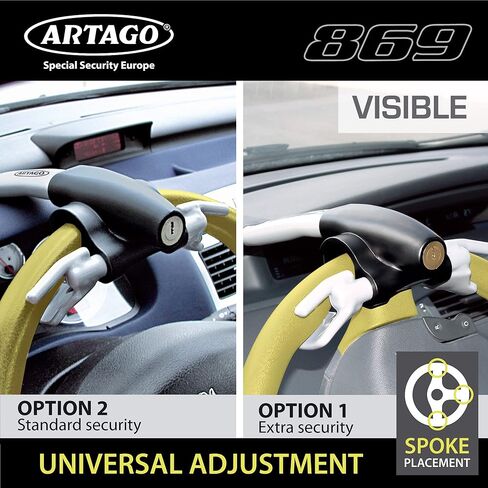 Artago 869 High-End Steering Wheel Lock, Extra Security Around The Spoke, Press & Click Locking More Practical, Universal Anti Theft Bar Locking Device for Vehicle, Car, Truck, Van, Autovan, Camper in Kuwait