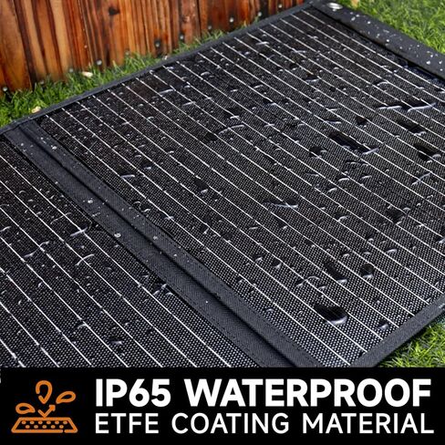 BALDR 120W Portable Solar Panel for Jackery/ECOFLOW/Flashfish/ROCKPALS Power Station Generator, Foldable Solar Cell Charger with USB Ports & PD Output for Camping, Off Grid Living. Black in Kuwait