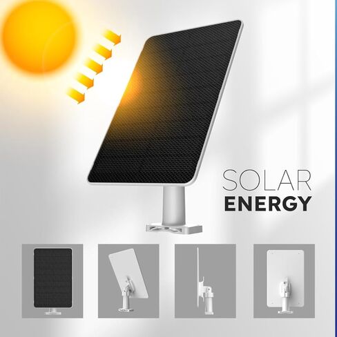 لوحة شمسية Waggle 8 واط لكاميرات المراقبة - IP65 مقاومة للماء، شاحن شمسي عالي الكفاءة، كابل 10 قدم، يدعم منفذ USB-C in Kuwait