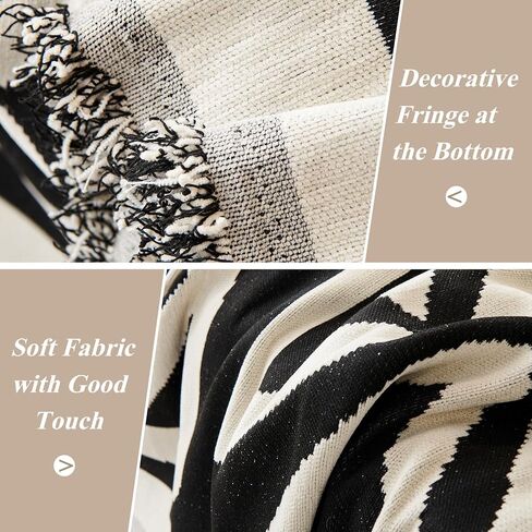 STACYPIK Modern Boho Sofa Cover for Dogs Chenille Couch Cover with Tassels Reversible Anti Slip Sofa Slipcover for 3 Cushion Couch Soft Black Beige L Shaped Cover Multi-Use Throw Blankets-71X134IN in Kuwait