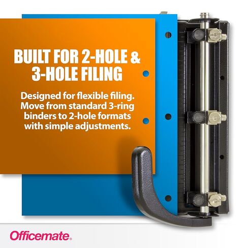 ثقب Officemate عالي التحمل قابل للتعديل 2-3 مع مقبض رافع، سعة 32 ورقة ، أسود (90078) in Kuwait