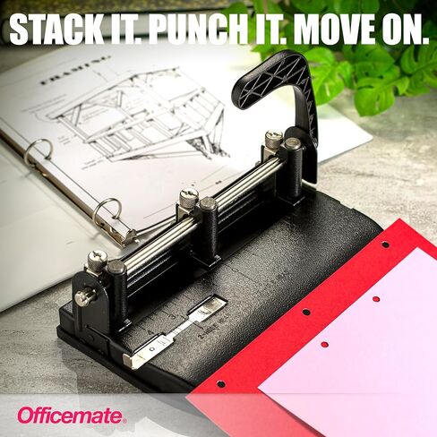 ثقب Officemate عالي التحمل قابل للتعديل 2-3 مع مقبض رافع، سعة 32 ورقة ، أسود (90078) in Kuwait