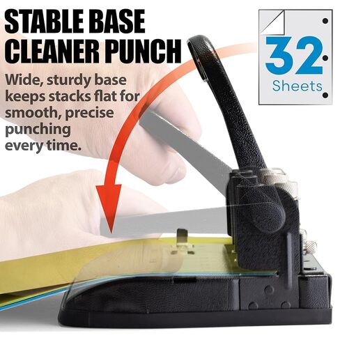 ثقب Officemate عالي التحمل قابل للتعديل 2-3 مع مقبض رافع، سعة 32 ورقة ، أسود (90078) in Kuwait