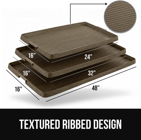 GORILLA GRIP Natural Rubber Indoor Outdoor Boot Tray for Shoes, 32x16 Waterproof Winter Mat with Raised Edges Handles Tear Resistant Heavy Duty Home Garage Floor Mats Easy Clean Shoe Trays Taupe Brown in Kuwait