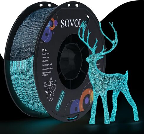 خيوط سوفول سيلك PLA مع لمعان أخضر 1 كجم 1.75 مم، خيوط طابعة ثلاثية الأبعاد قابلة للتغيير بالألوان 2.2 رطل، مادة PLA لامعة من الحرباء +/-0.03 مم، خيوط طباعة ثلاثية الأبعاد لامعة، أخضر جالاكسي in Kuwait