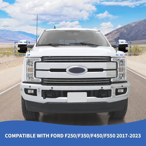 Rearview Mirror Cover Side Mirror Shell Trim Compatible with Ford F250/F350/F450/F550 2017-2023, Black in Saudi Arabia