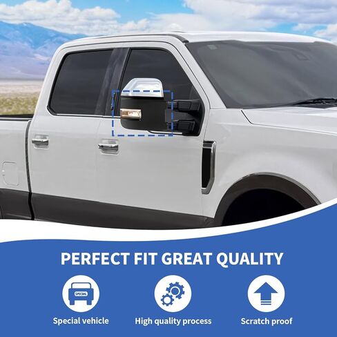 Rearview Mirror Cover Side Mirror Shell Trim Compatible with Ford F250/F350/F450/F550 2017-2023, Black in Saudi Arabia