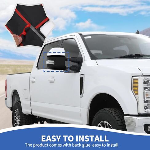 Rearview Mirror Cover Side Mirror Shell Trim Compatible with Ford F250/F350/F450/F550 2017-2023, Black in Saudi Arabia