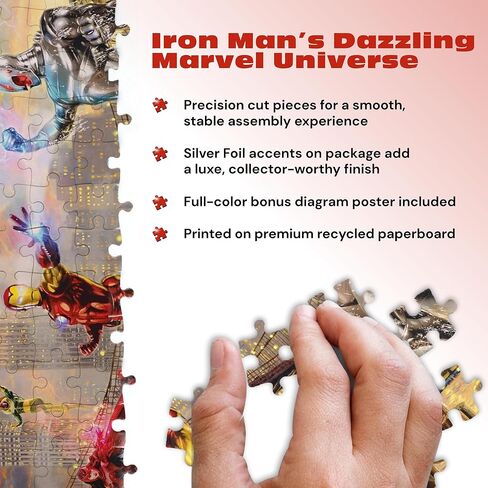 Ceaco- Silver Select - Marvel Kinkade - Iron Man Limited Edition Canvas - 1000 قطعة بانورامزو للبالغين - اللغز الصعب المثالي لليالي اللعبة in Kuwait