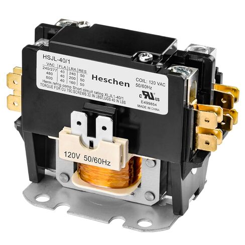 HVAC Motor Contactor, HSJL-40/1, 1 Poles, 40A, 120VAC 50/60Hz Coil, for Air Conditioner, Heat Pump, Refrigeration Systems, UL Listed in Saudi Arabia