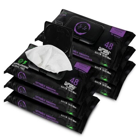 XXL Flushable Wet Wipes, 6 Pack (288 Wipes), Disposable, Biodegradable, Extra Large With Aloe & Vitamin-E, Drain and Marine Life Friendly, Utterly Smooth, Mildly Scented, Irresistible in Saudi Arabia
