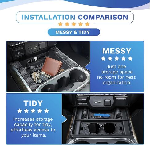 EDBETOS Center Console Organizer Tray for 2019-2022 Chevy Silverado/GMC Sierra 1500 and 2020-2023 Silverado/GMC Sierra 2500HD 3500HD Compartment Cover Accessories (Full Console w/Bucket Seats Only) in Saudi Arabia