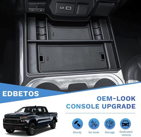 EDBETOS Center Console Organizer Tray for 2019-2022 Chevy Silverado/GMC Sierra 1500 and 2020-2023 Silverado/GMC Sierra 2500HD 3500HD Compartment Cover Accessories (Full Console w/Bucket Seats Only) in Saudi Arabia